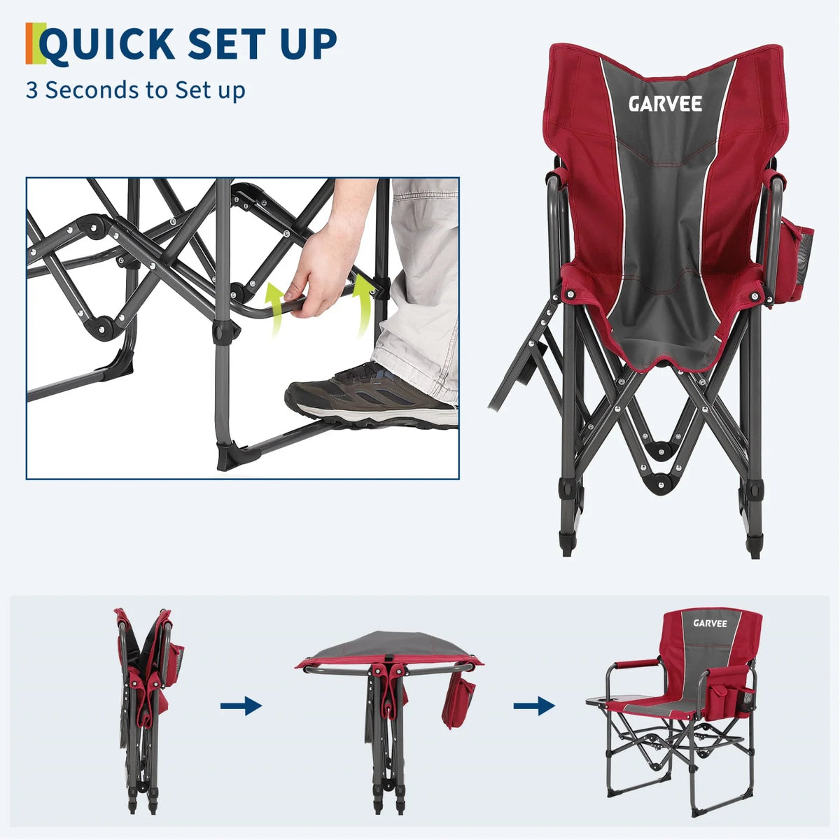 Oversized Heavy-Duty Director’s Camping Chair – 400 lb Capacity with Side Table