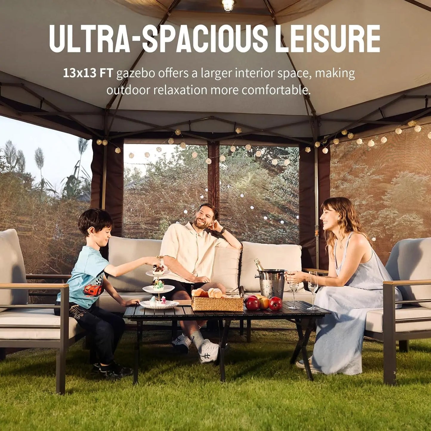 13x13 Portable Pop-Up Gazebo Tent with Mosquito Netting