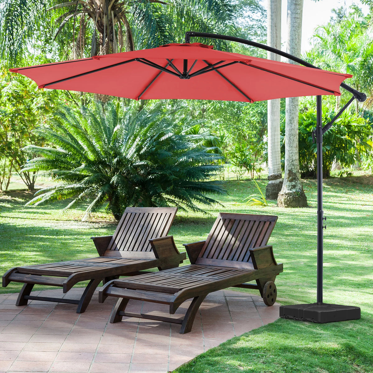 JHK 10FT Cantilever Patio Umbrella – Adjustable Tilt Outdoor Shade