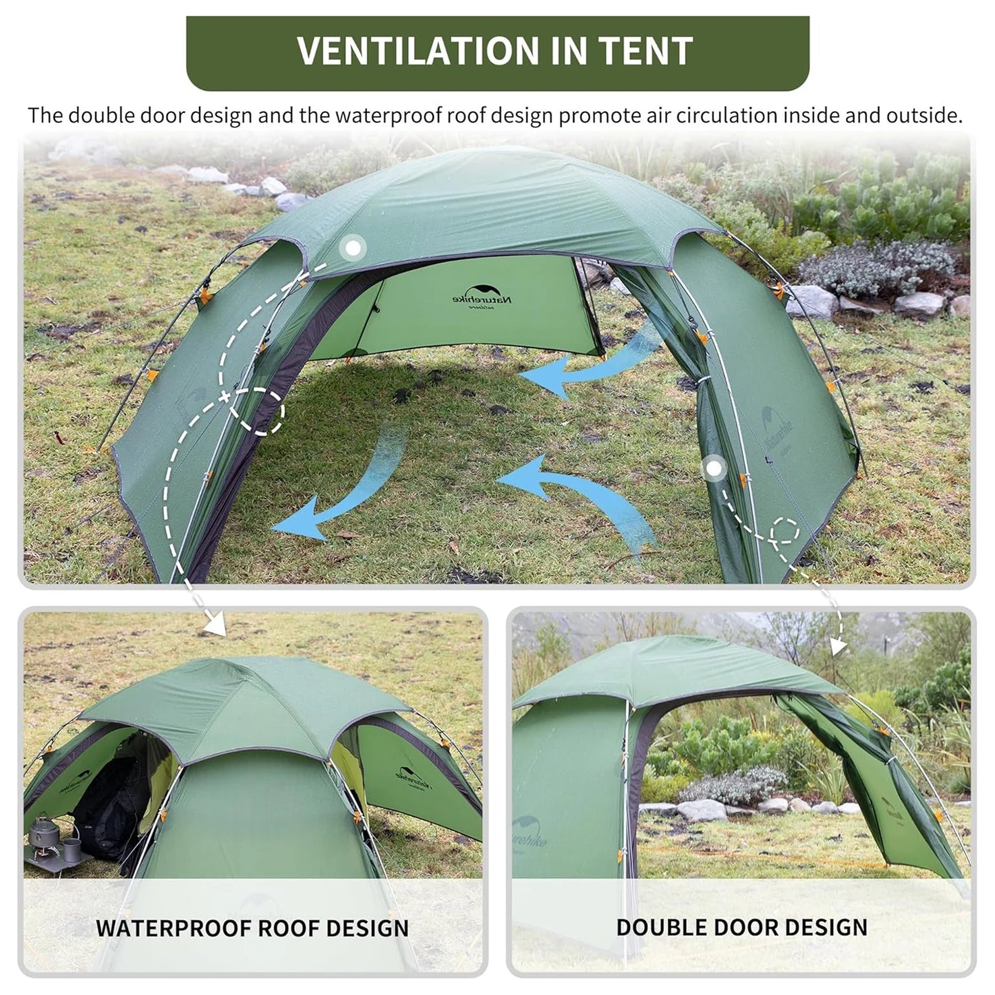 2 Person Tent Ultralight Waterproof Camping Tent 4 Season Nylon Backpacking Traveling Tent