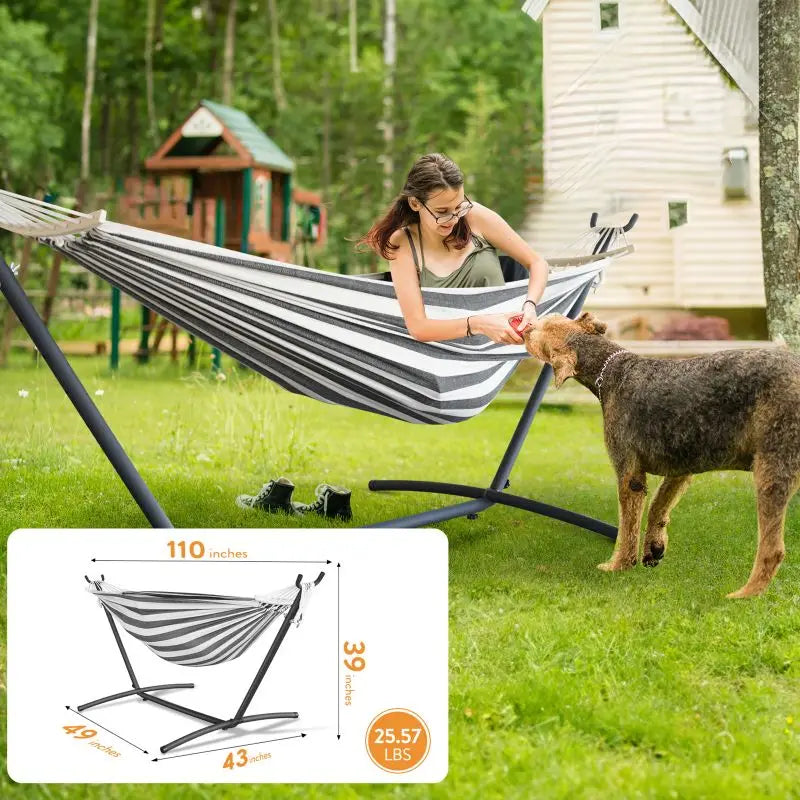 Adjustable Hammock with Stand & Storage Bag – 600 lb Capacity