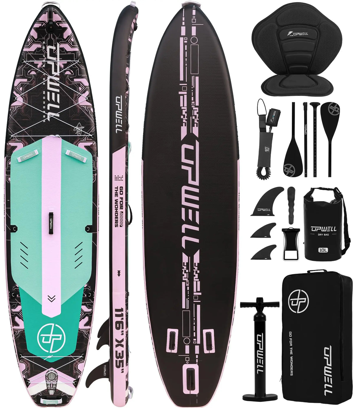 11'6" Extra-Wide Inflatable Stand-Up Paddle Board – 35" Recreational SUP
