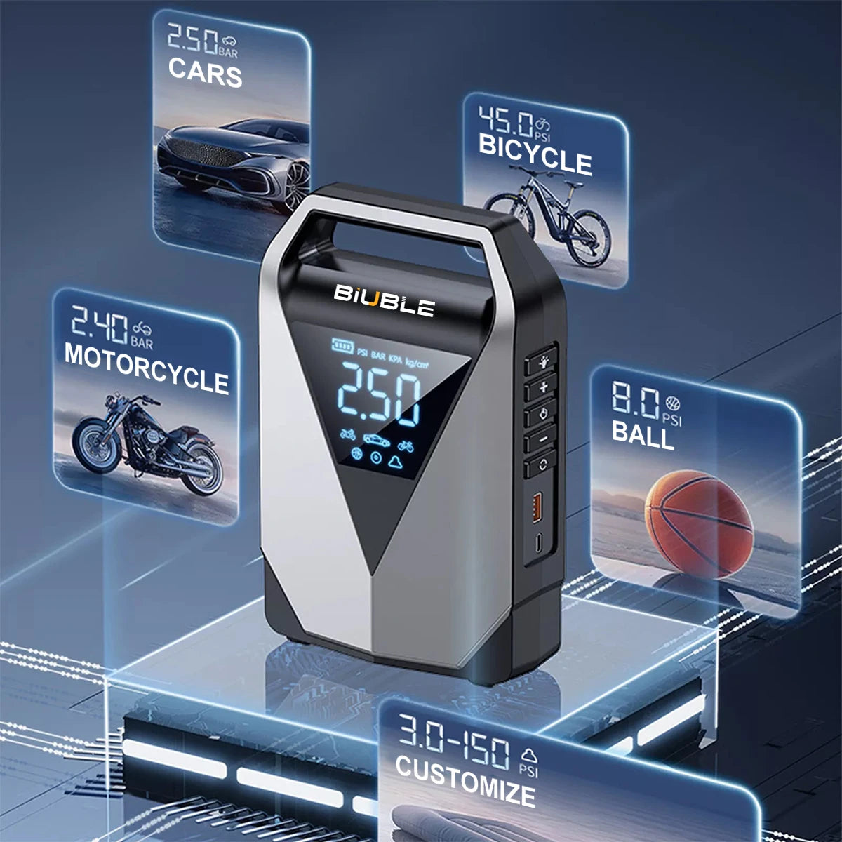 26000mAh Portable Car Jump Starter Air Pump 150PSI Air Compressor