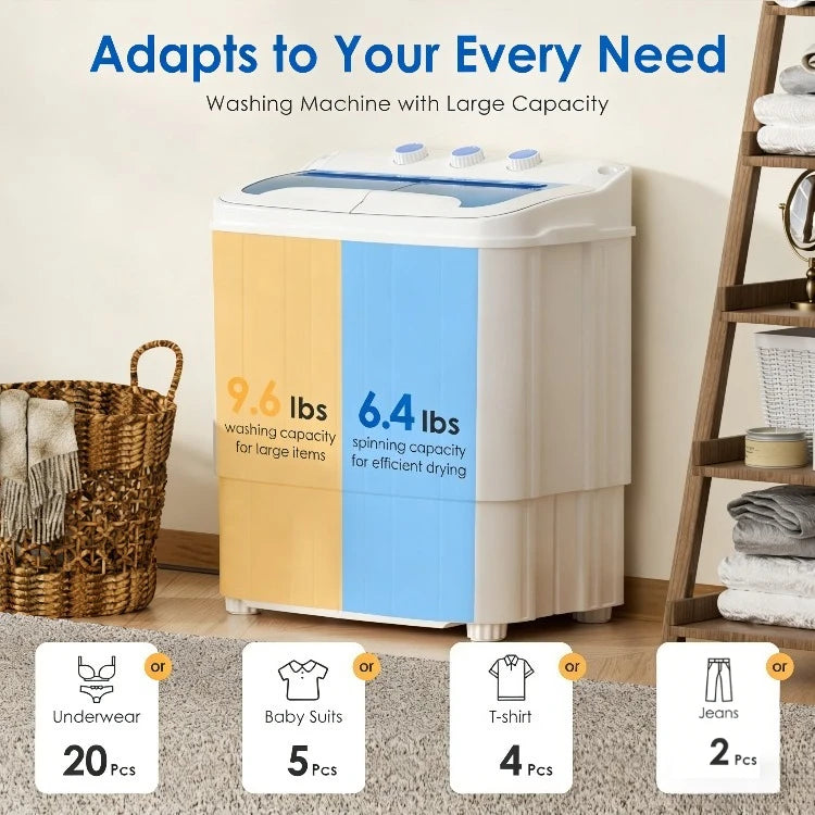 Portable Twin Tub Washing Machine Combo with Spin Dryer