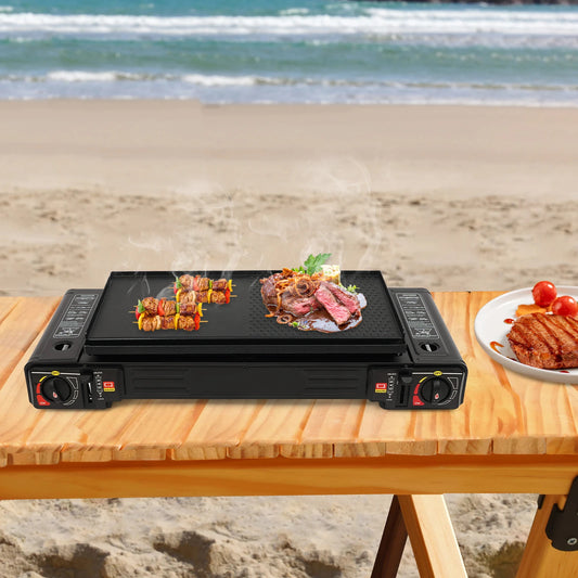 2500W Dual-Burner Portable Camping Stove with Griddle Tray & Carry Case

Copyable Product Description