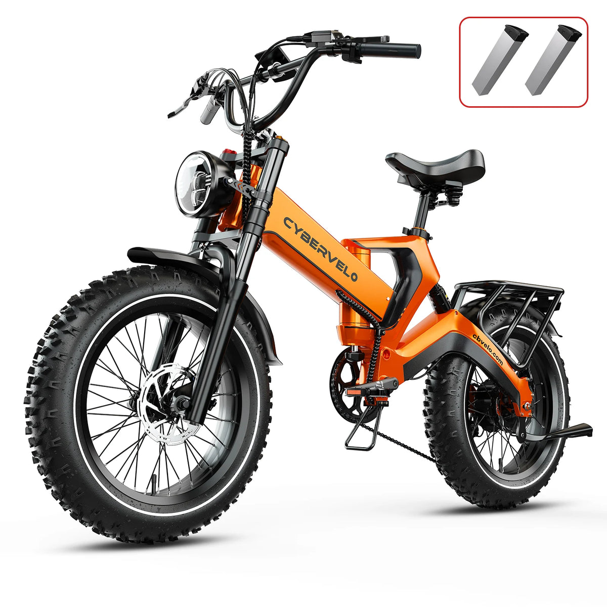 Cybervelo EK6 Folding Fat Tire Electric Bike – 2000W Peak Motor, 20" Wheels