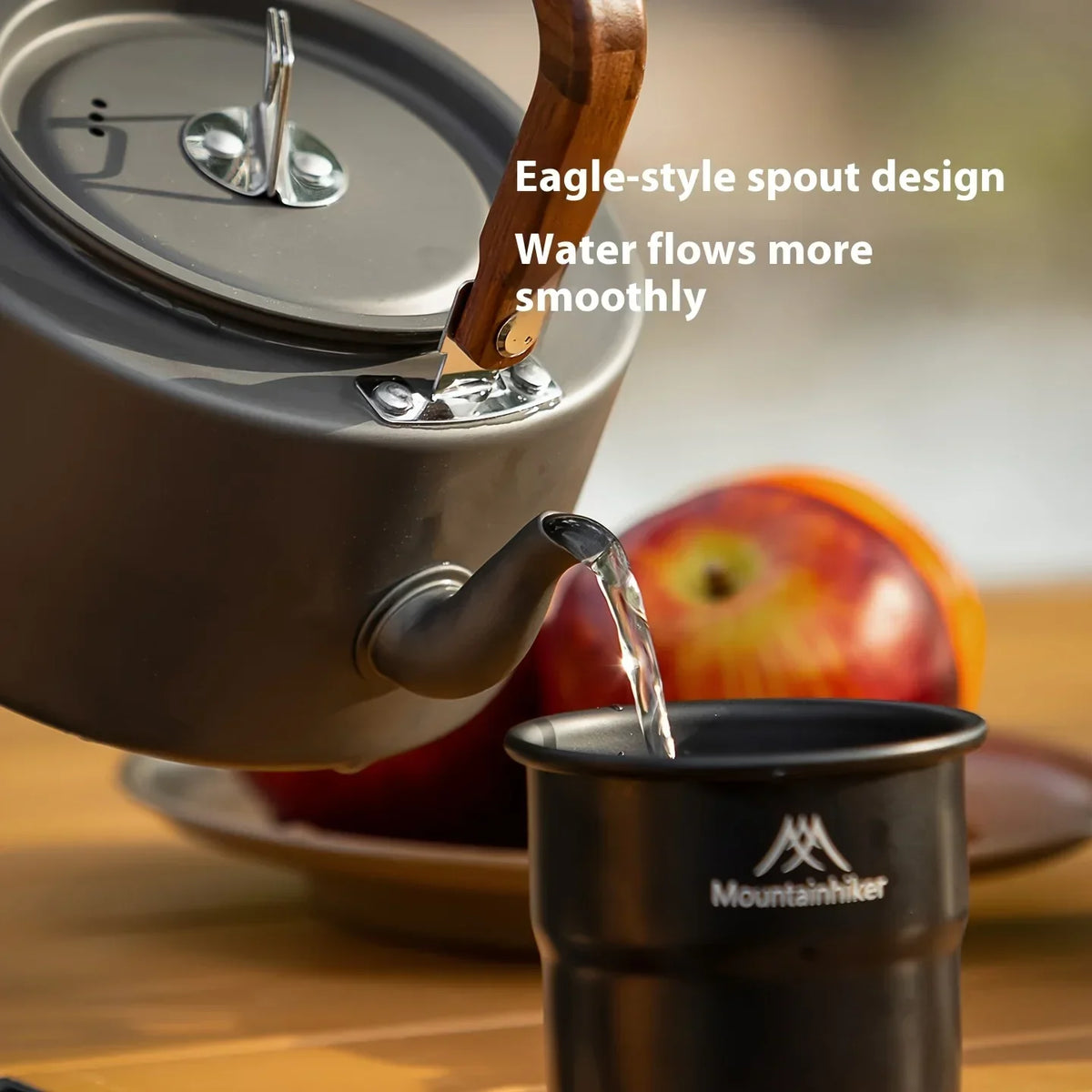 Portable Camping Tea Kettle – Lightweight Aluminum Alloy with Wooden Handle