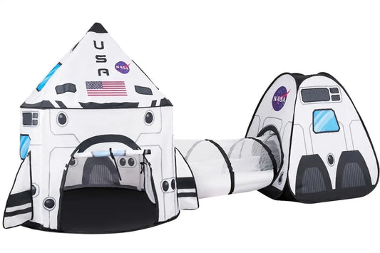 Joyfy Rocket Ship Play Tents Set Pop up Play house with Tunnel