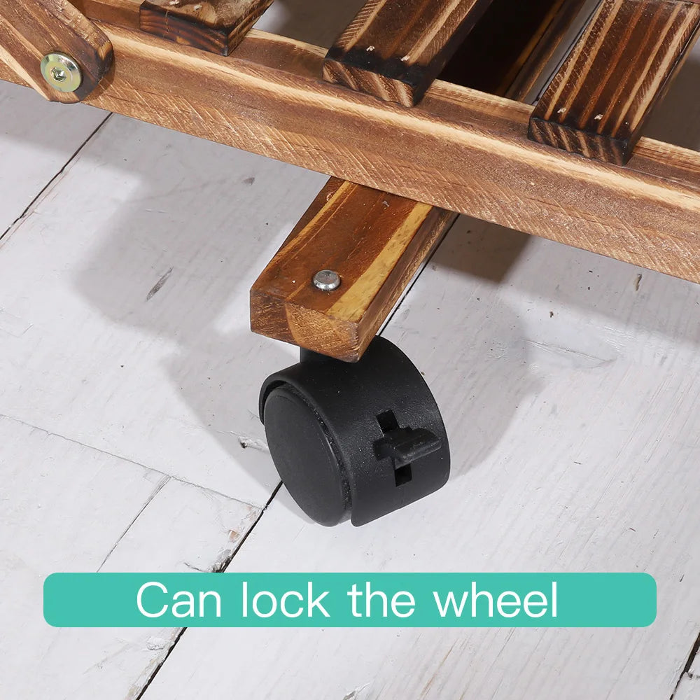 Multi-Layer Wood Plant Stand Rack with Wheels