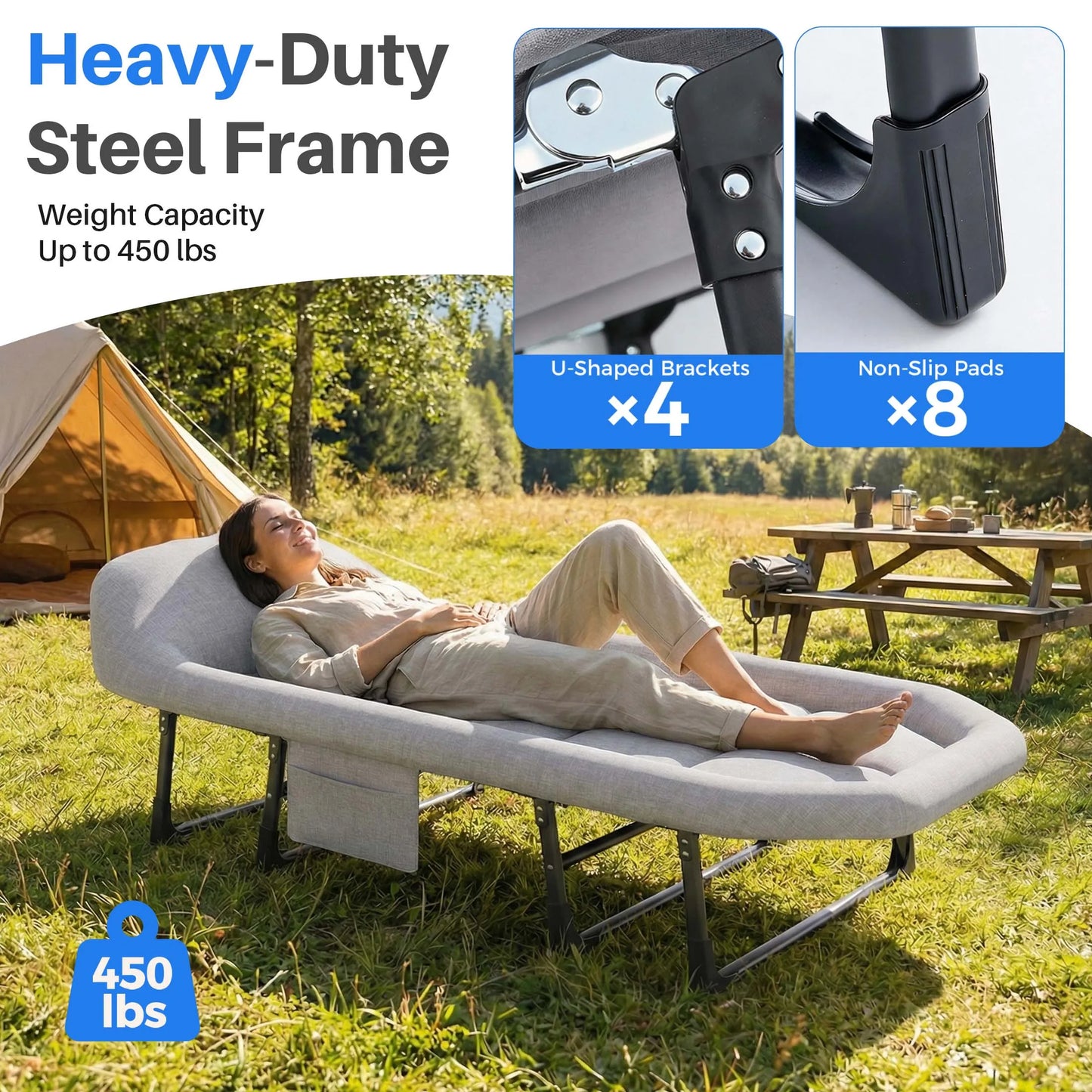 Lightweight Folding Camping Bed with Mattress