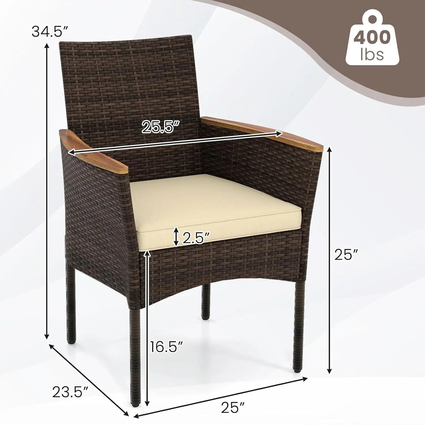 Steel  Frame Wicker Patio Chairs 6pcs