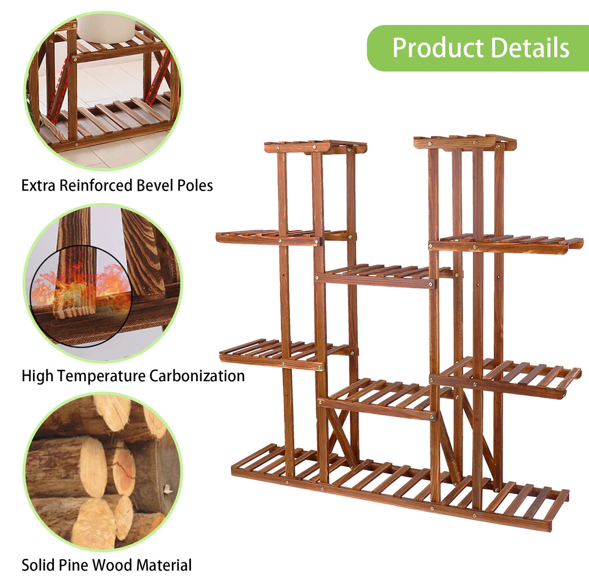 Wooden Multi-Tier Plant Stand & Flower Pot Shelf
