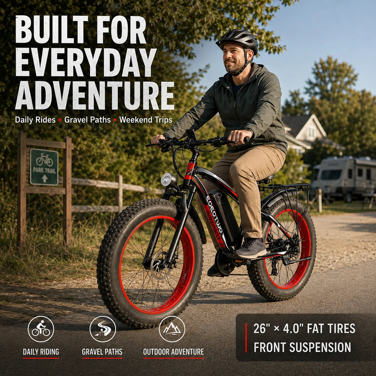 26" Fat Tire Electric Bike – 1000W Motor, 48V 15Ah Battery
