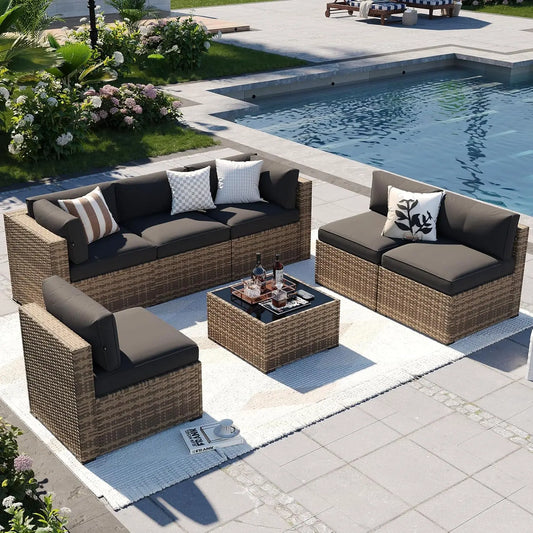 7-Piece Outdoor Patio Furniture Set Thick Cushion