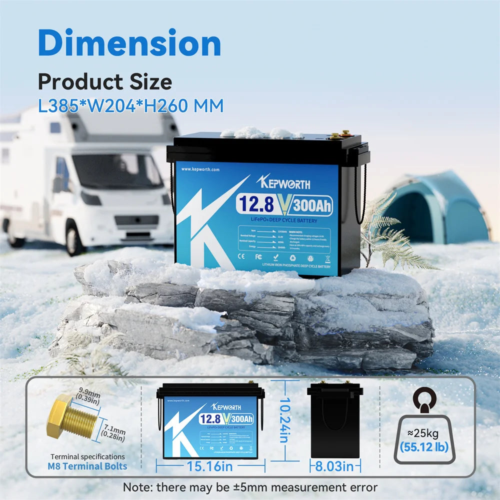 KEPWORTH 12V 300Ah LiFePO4 Battery Perfect for Off-Grid