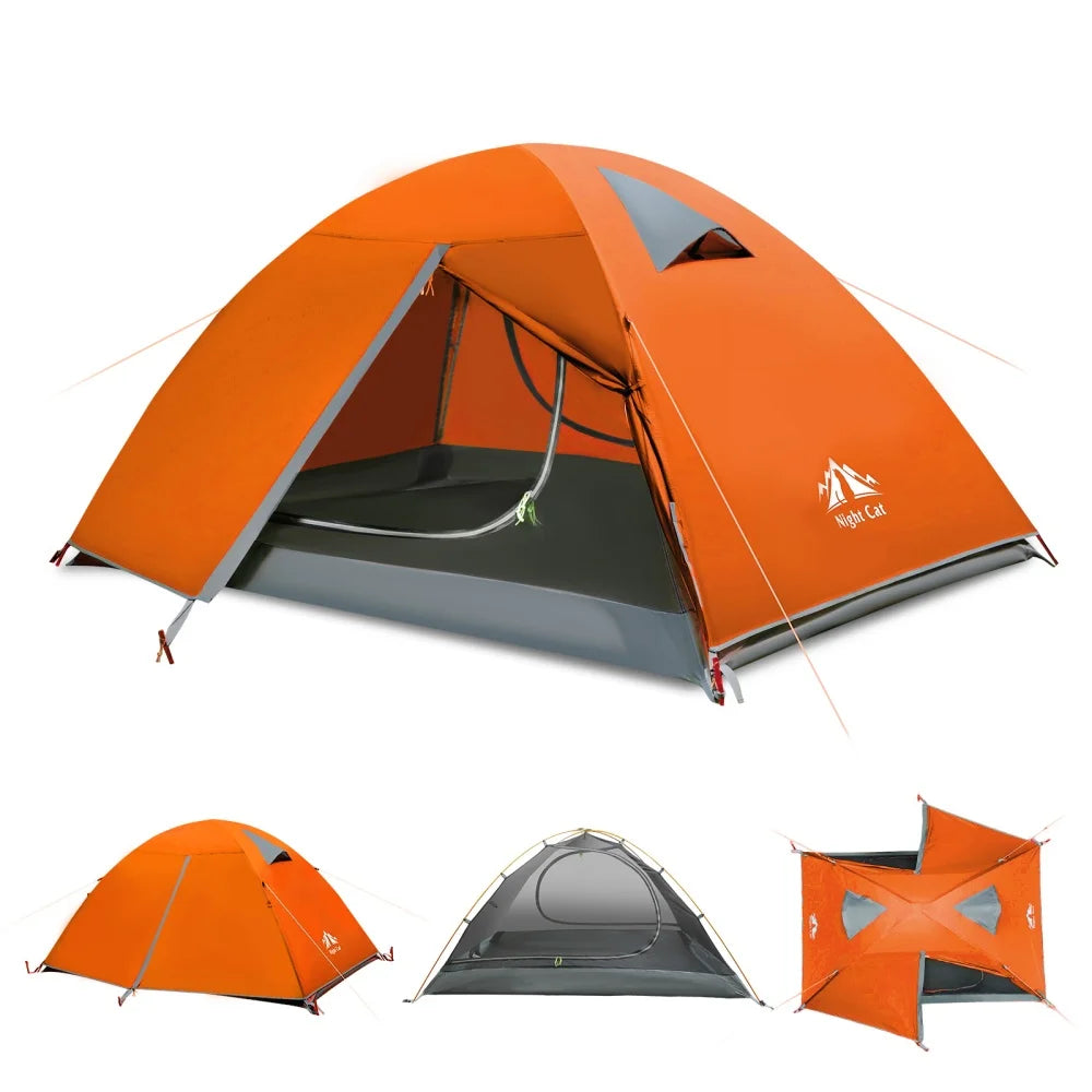 2-Persons Backpacking Tent: Waterproof Lightweight Camping Tent for Two People Hiking Outdoor Mountain with Aluminum Poles and Rainfly