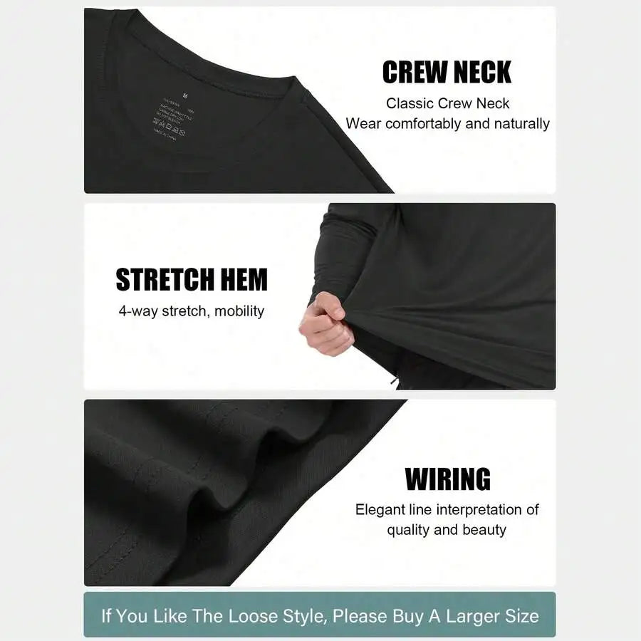 5-Pack Mens Long Sleeve Performance Tees: Moisture-Wicking