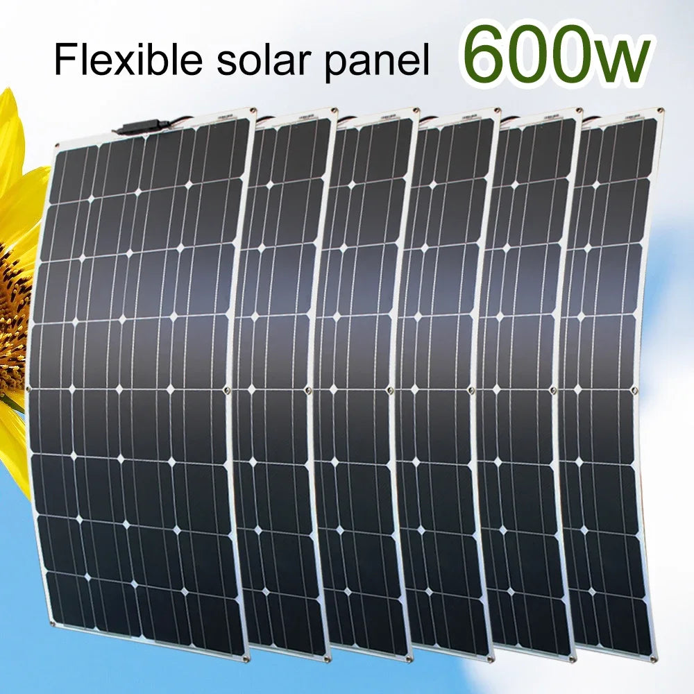 12V Flexible  Waterproof Solar Panel 600W 100W 200W 300W 400W 500W