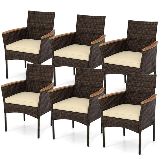 Steel  Frame Wicker Patio Chairs 6pcs