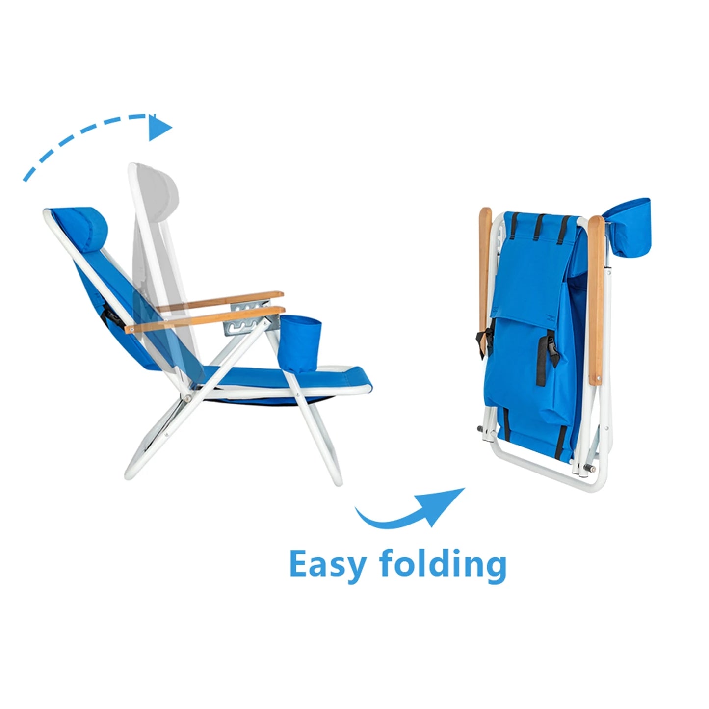 Portable Beach Chair with Adjustable Headrest