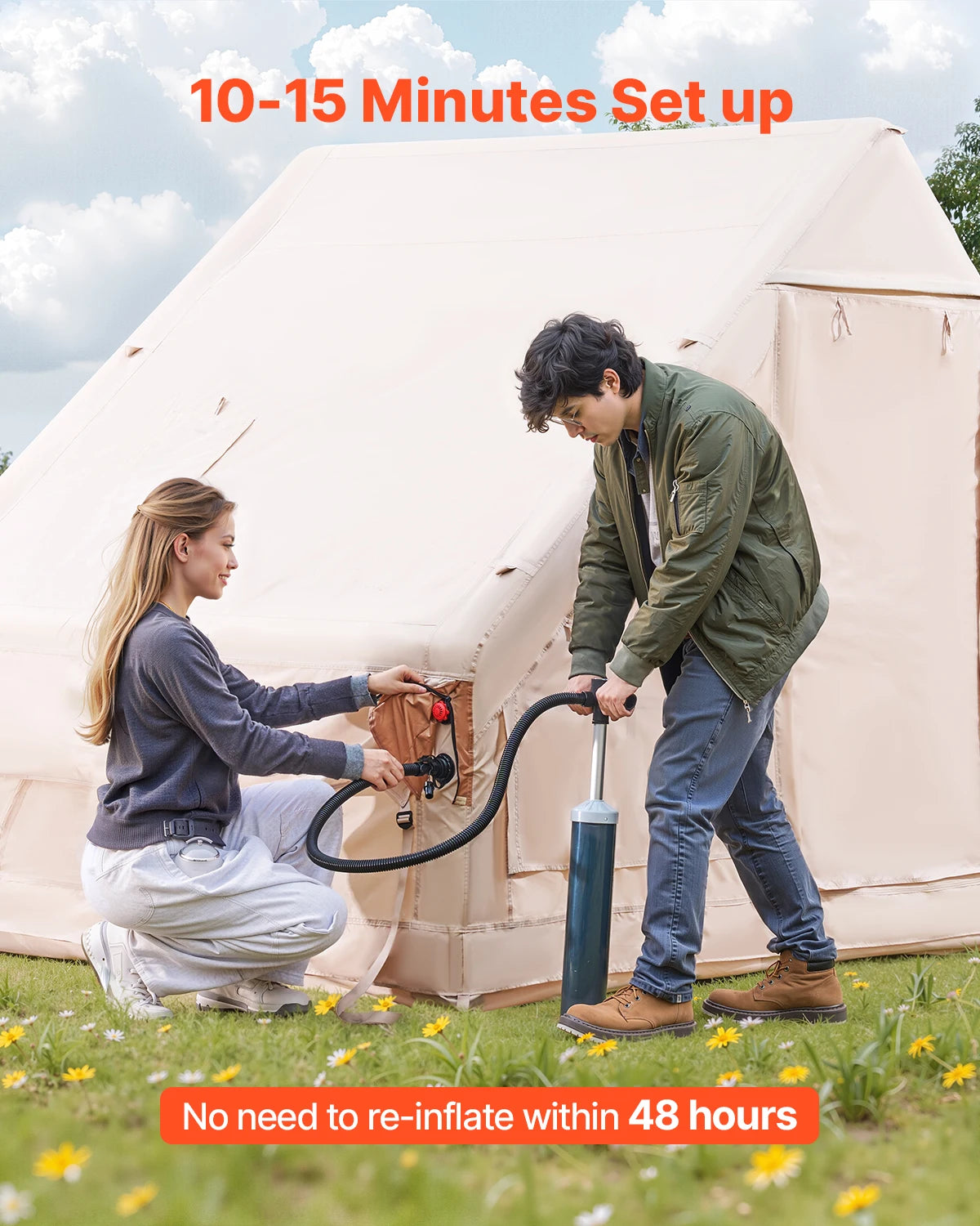 SucceBuy 3–5 Person Inflatable Camping Tent with Hand Pump – 300D Oxford