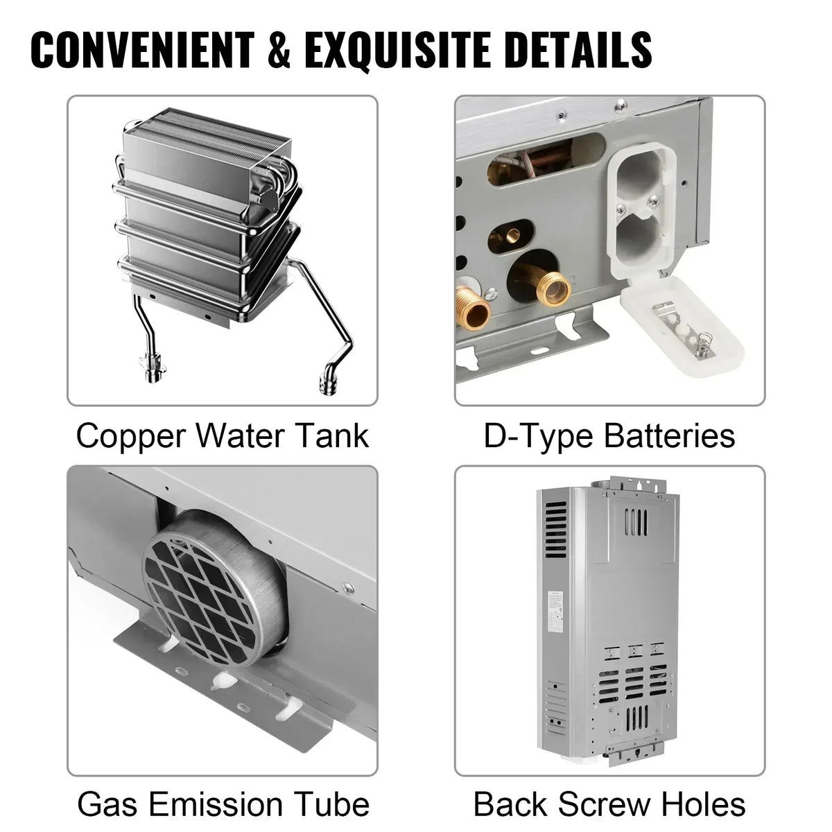 VEVOR LPG Tankless Water Heater – 6L–18L Propane/Butane Instant Hot Water