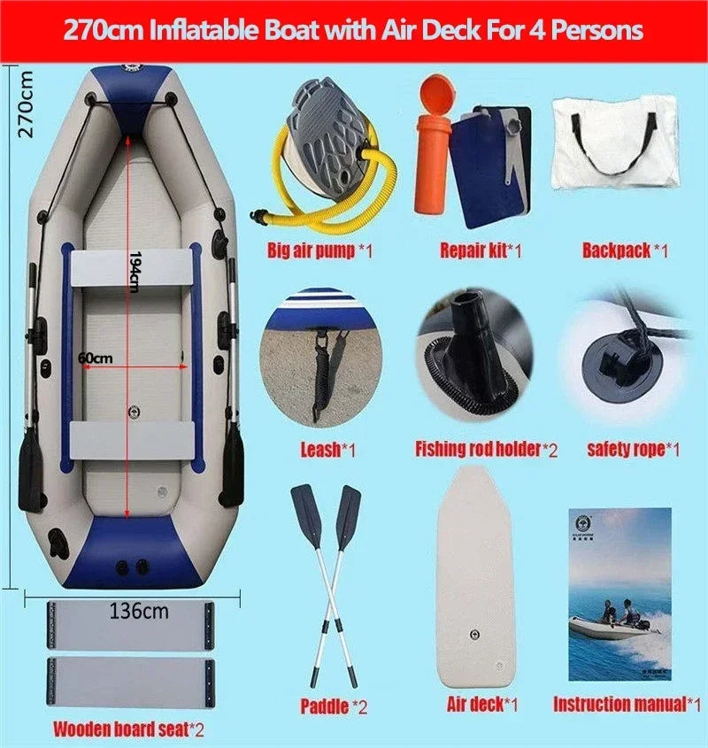 Inflatable Fishing & Recreation Boat – 5.7–12 FT with Air Deck