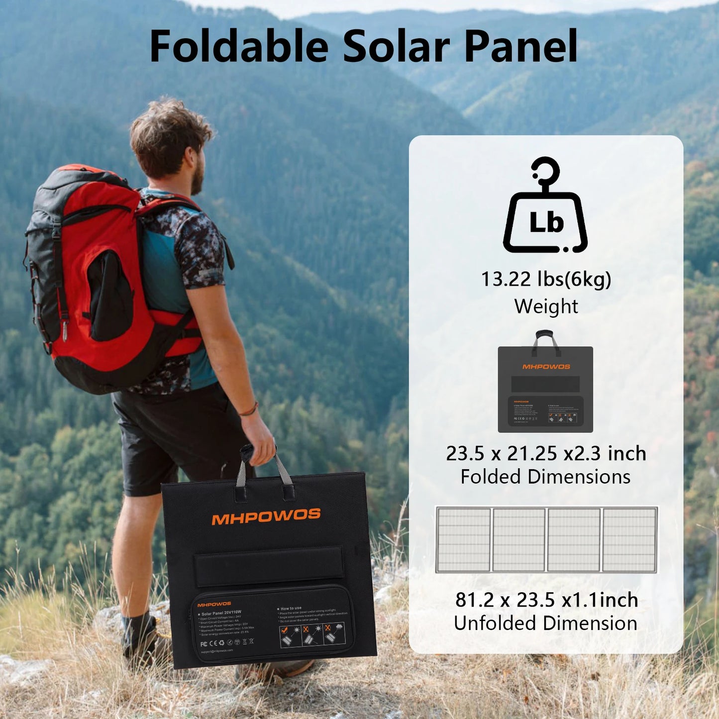 MHPOWOS Portable Solar Charger 40V 220W Foldable Solar Panel Kit for Jackery Bluetti Ecoflow Power stations