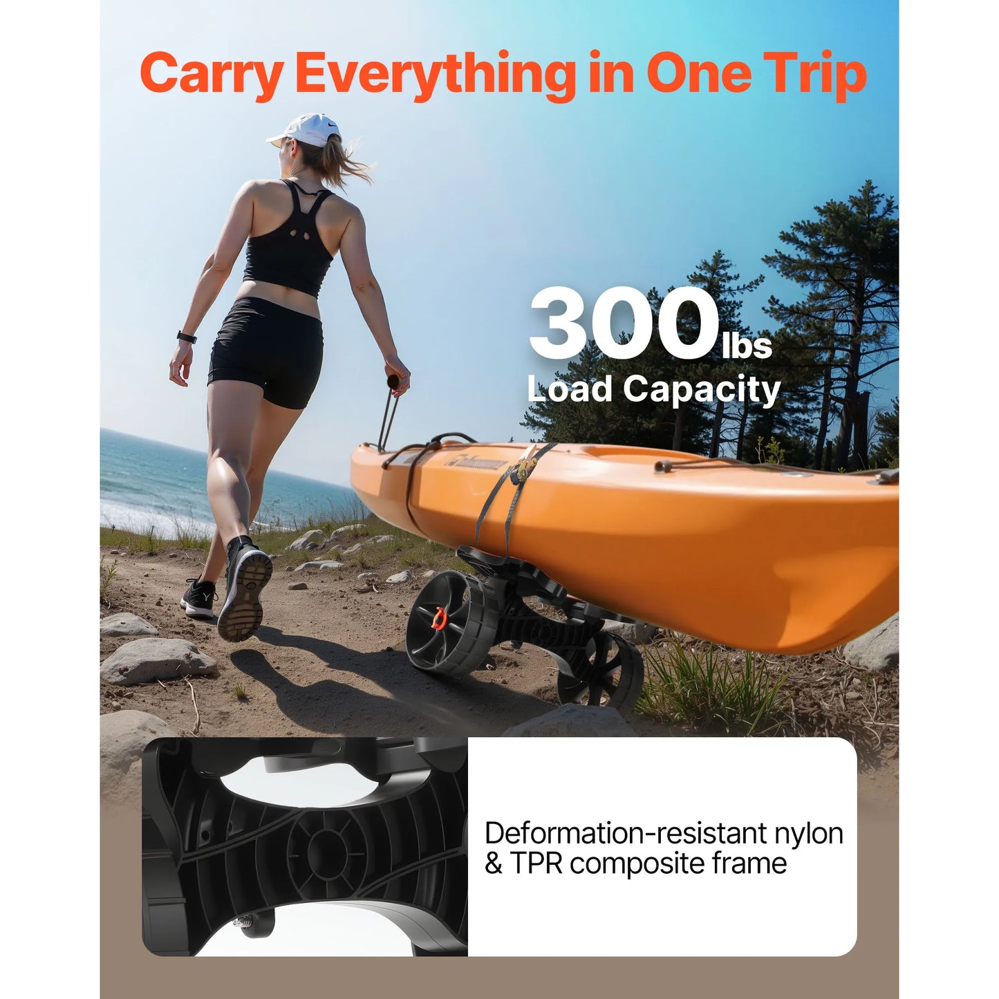 Kayak Cart 300lbs Capacity Foldable