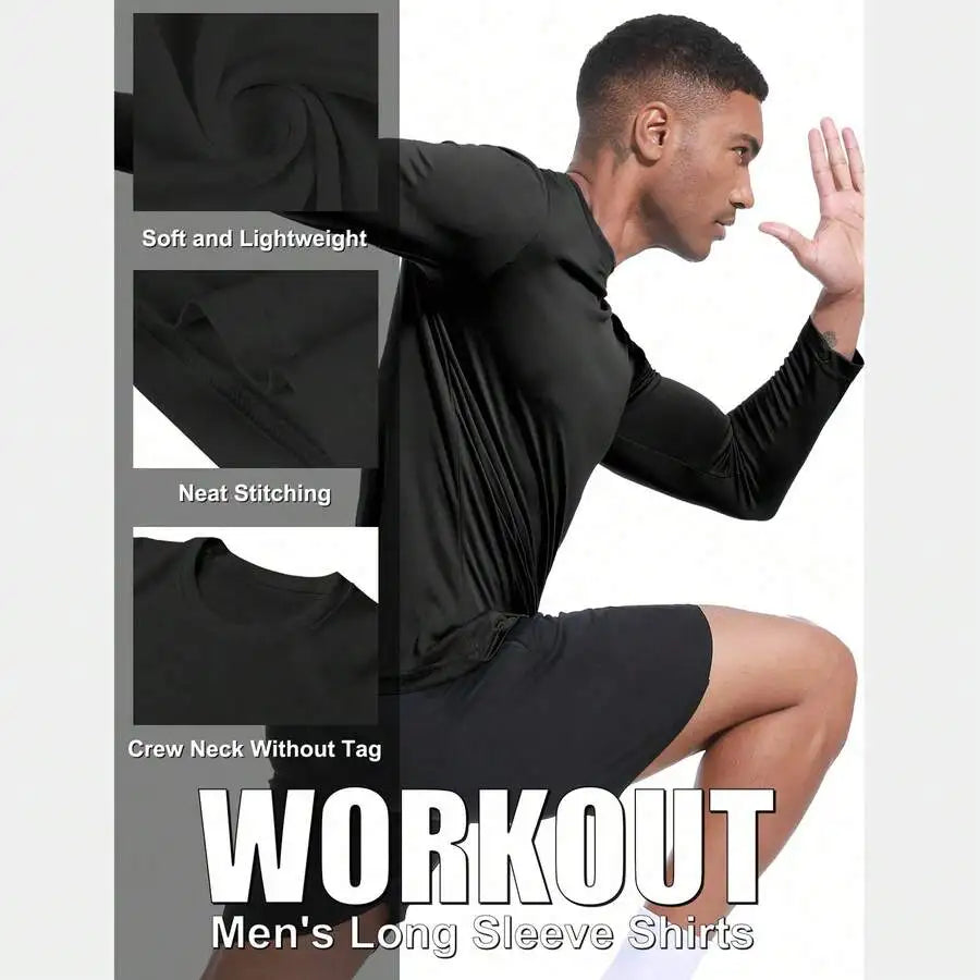 5-Pack Mens Long Sleeve Performance Tees: Moisture-Wicking