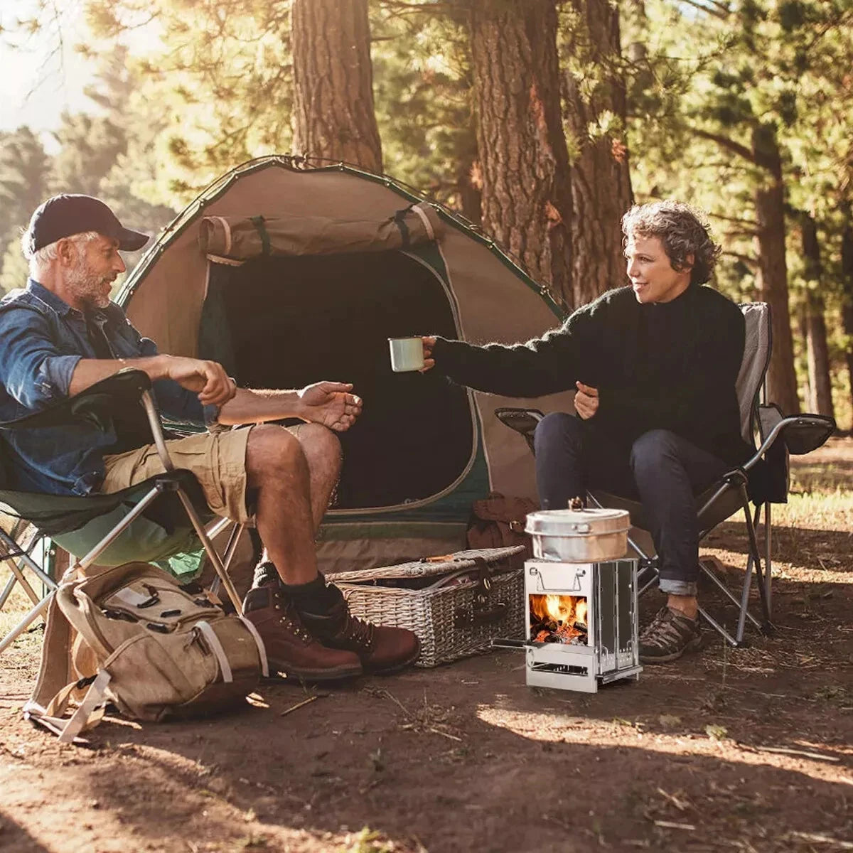 Stainless Steel Wood-burning Stove Lightweight Compact Portable Folding