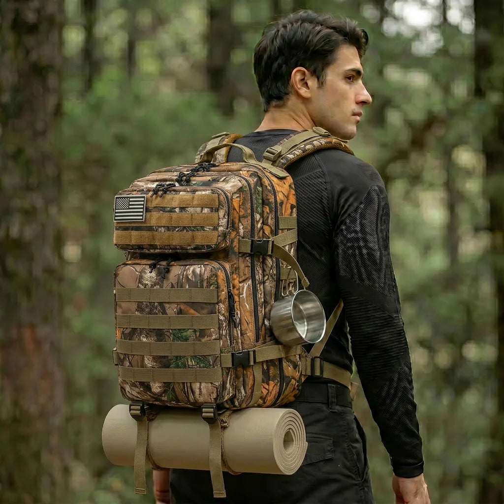 45L Tactical Travel Backpack with Multi-Pocket Storage