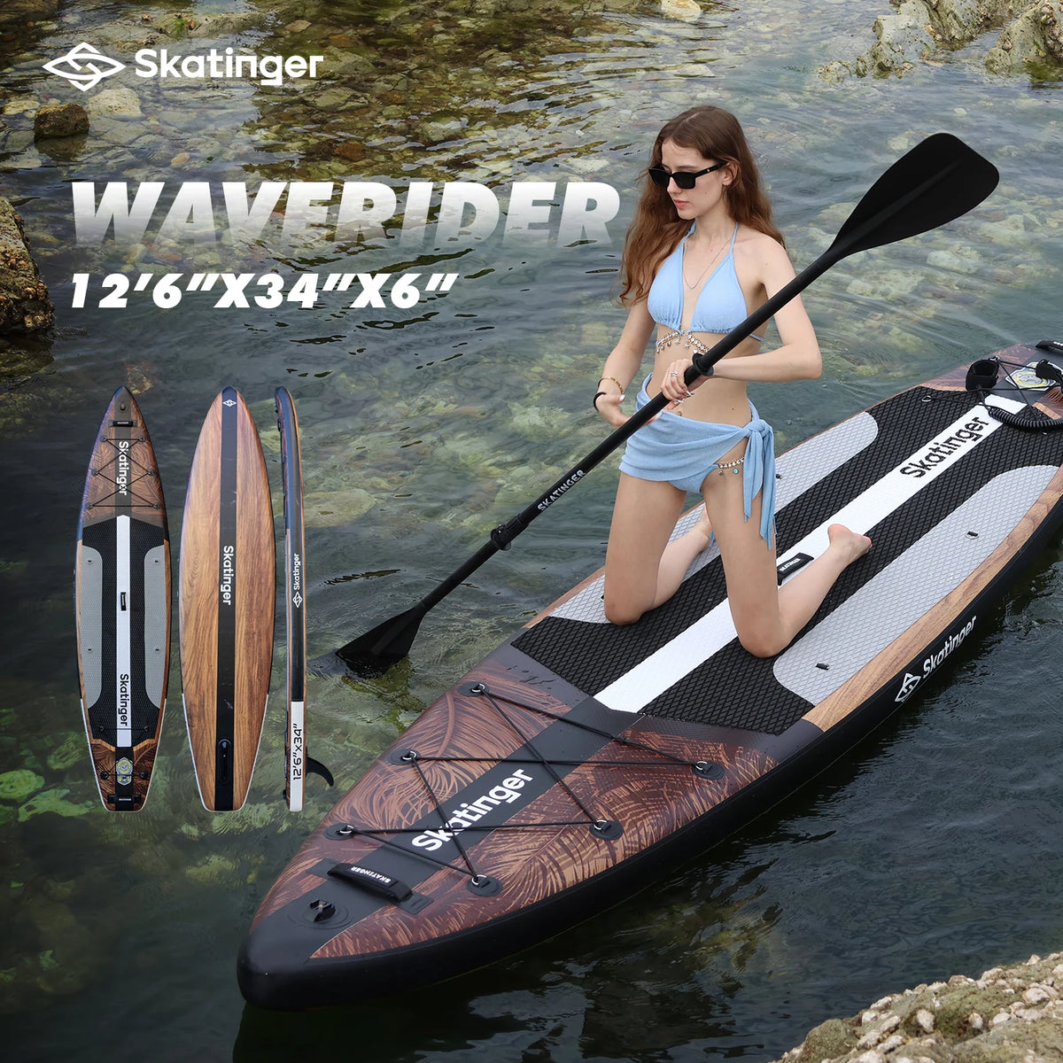 SKATINGER 12'6" × 34" Inflatable SUP Paddle Board with Accessories