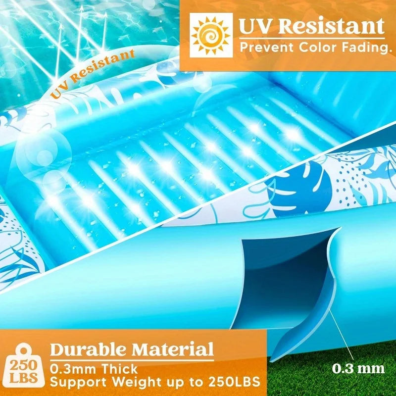 JOYFY 4 in 1 Suntan Tub Raft Floatie Inflatable Tanning Pool  70" x 46"