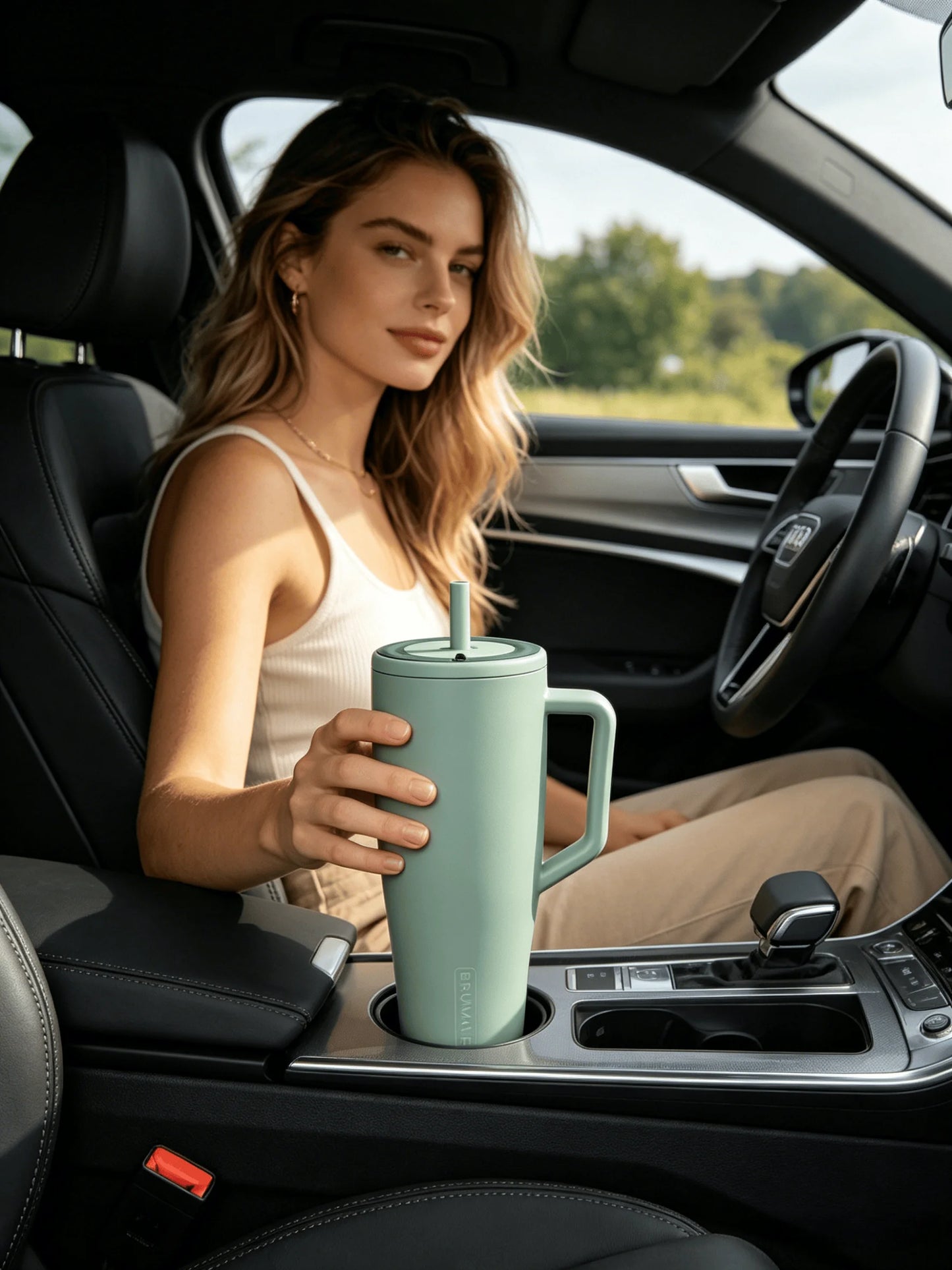 Insulated 40oz Tumbler with Handle and Straw Leakproof