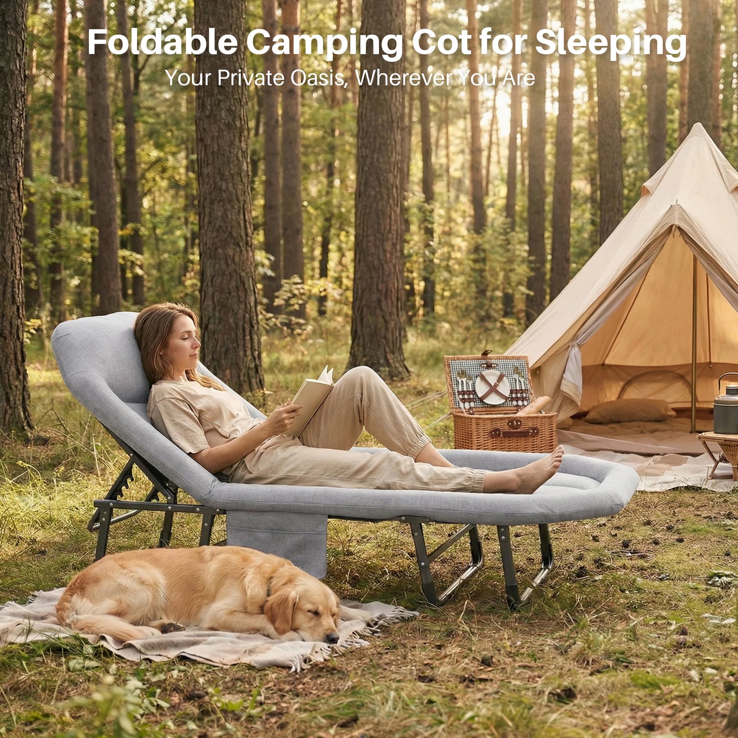 Lightweight Folding Camping Bed with Mattress