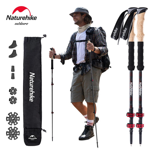 Trekking Poles 2pcs Carbon Fiber Collapsible Telescopic Sticks
