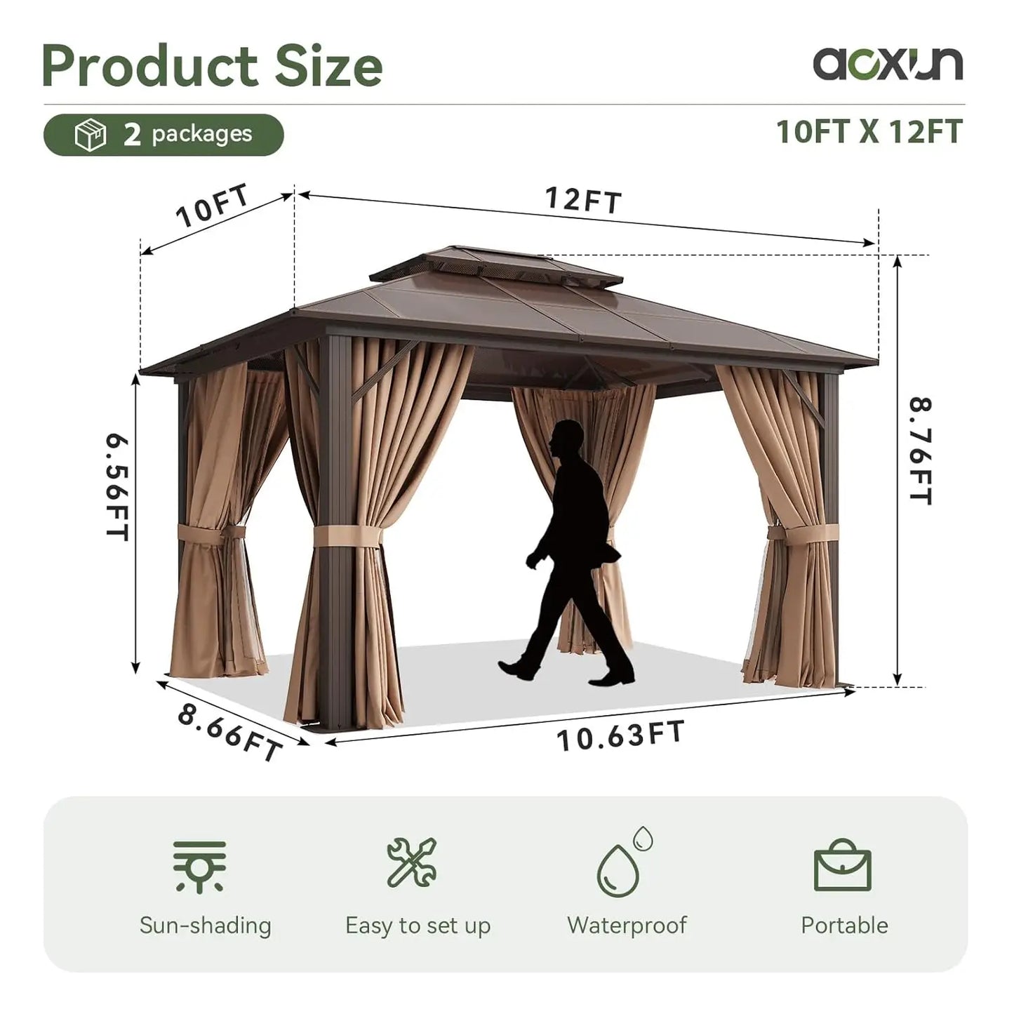 12x10 Hardtop Gazebo Aluminum
