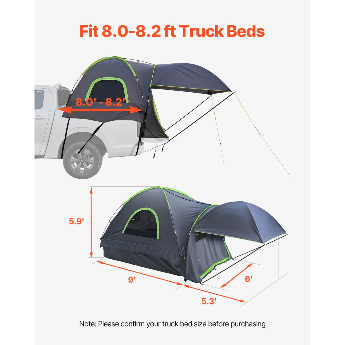 SucceBuy 2–3 Person Pickup Truck Bed Tent with Expandable Awning – PU2000