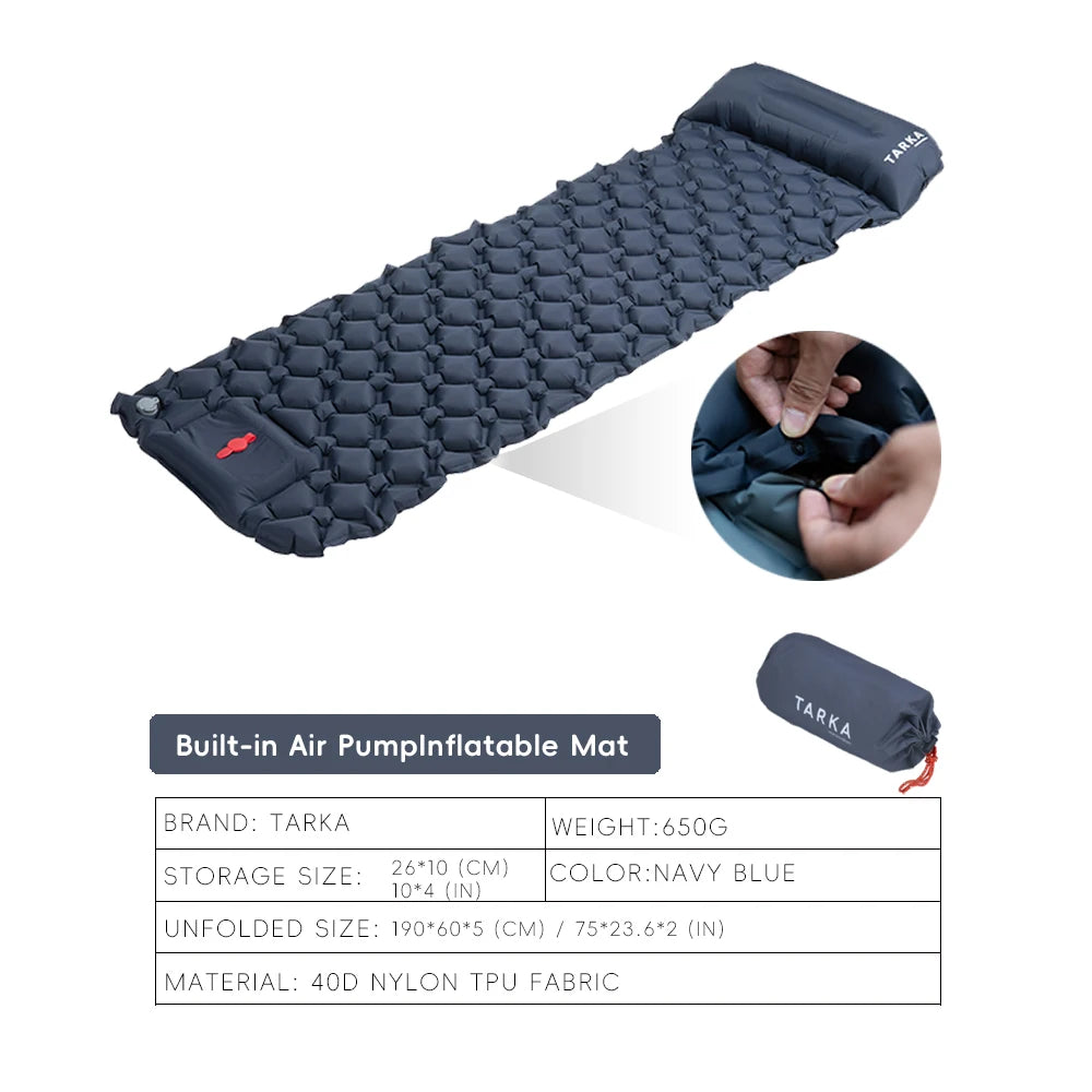 TARKA Inflatable Camping Mats Air Mattress With Pillow Outdoor Tourist Sleeping Pad Self-Inflating Mattress For Hiking Climbing