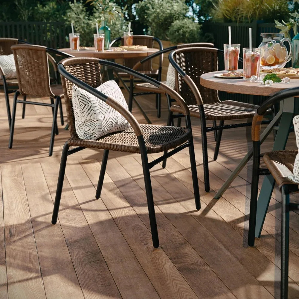 Stackable Rattan Chairs Curved Back