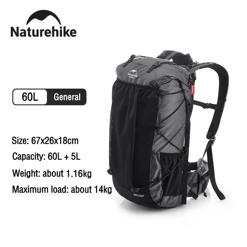 Naturehike Outdoor Mountain Backpack 60+5L Waterproof High Capacity