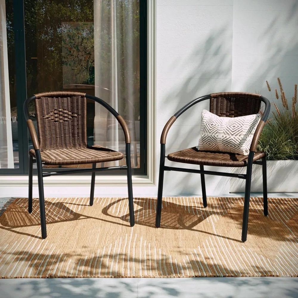 Stackable Rattan Chairs Curved Back