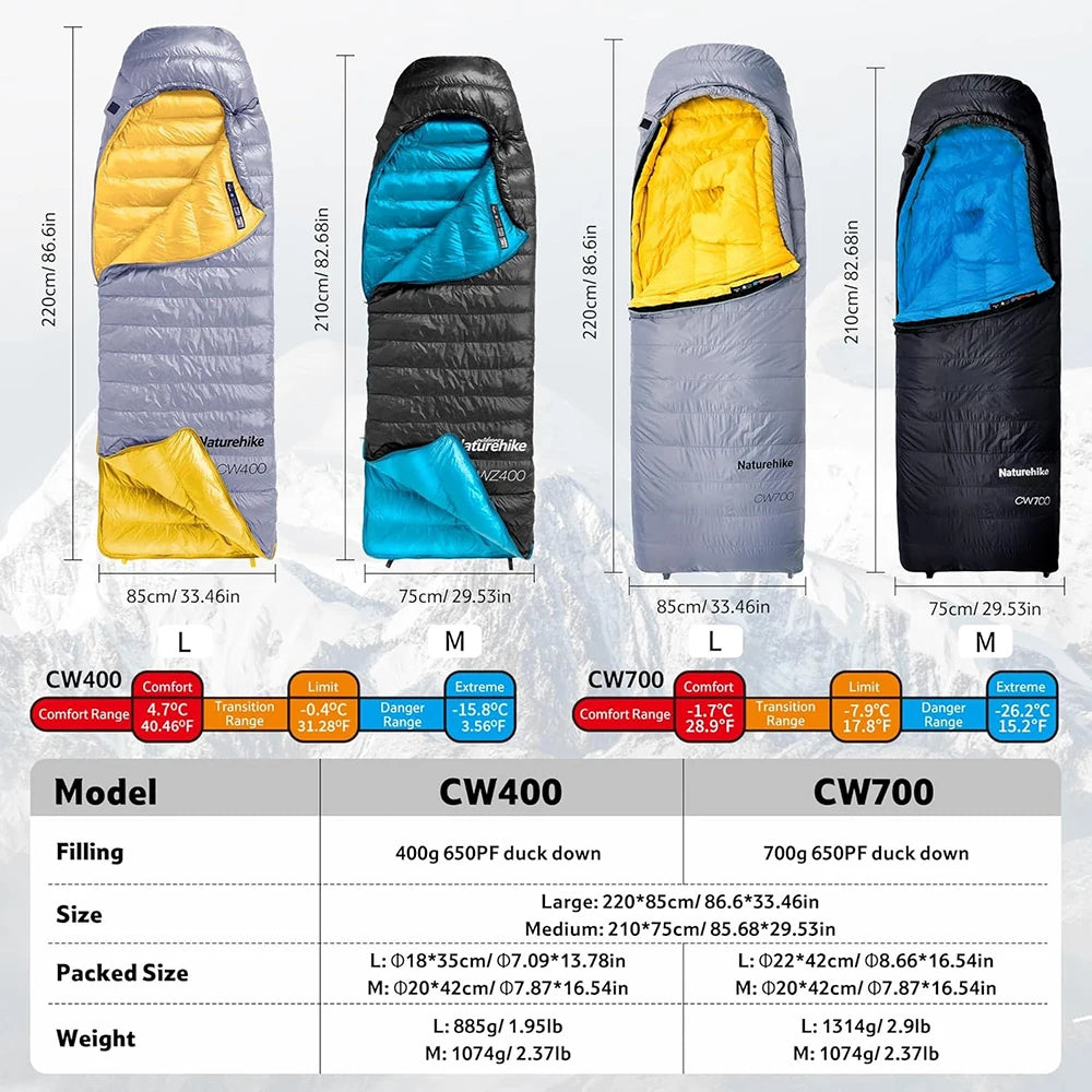 Sleeping Bag Ultralight Down Sleeping Bag for Adults Outdoor Winter Warm 650FP Duck Down Envelope Sleeping Bag