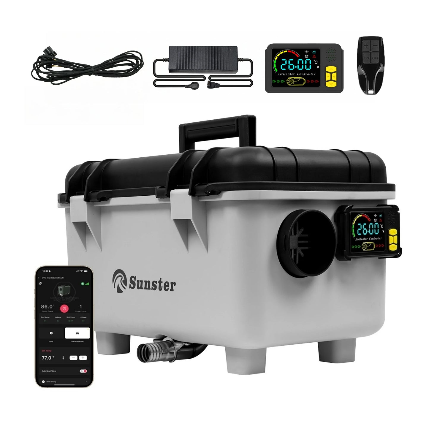 8KW 12V/24V/230V Toolbox Diesel Air Heater Quiet Night Heater W/Power Adapter/Constant Temperature/LCD Panel