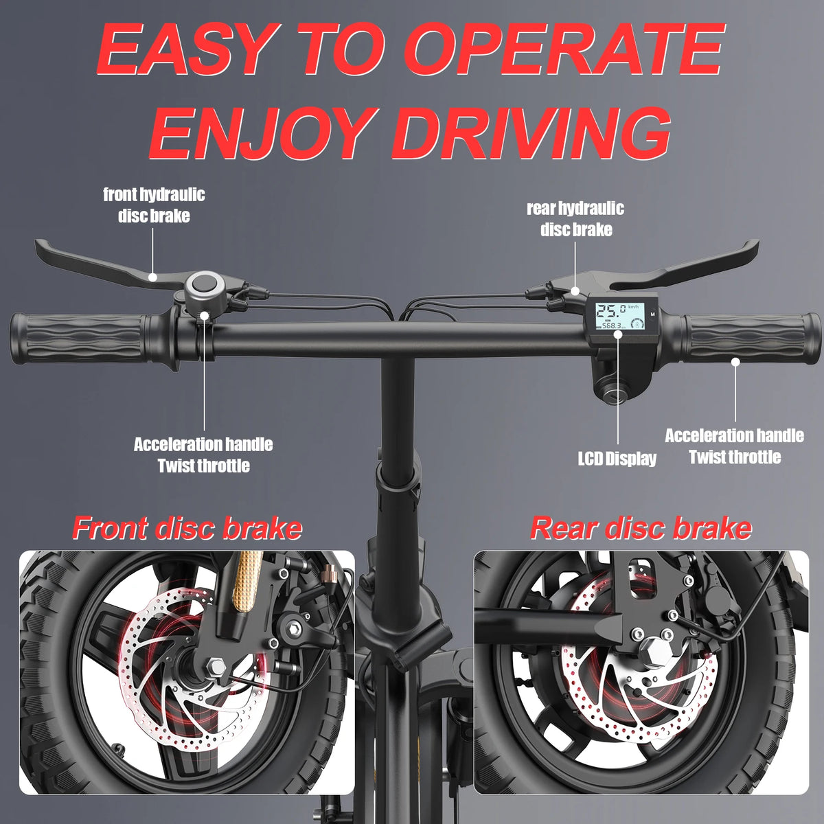 UPlee GE5 14" Folding Fat Tire Electric Bike – 48V 15Ah