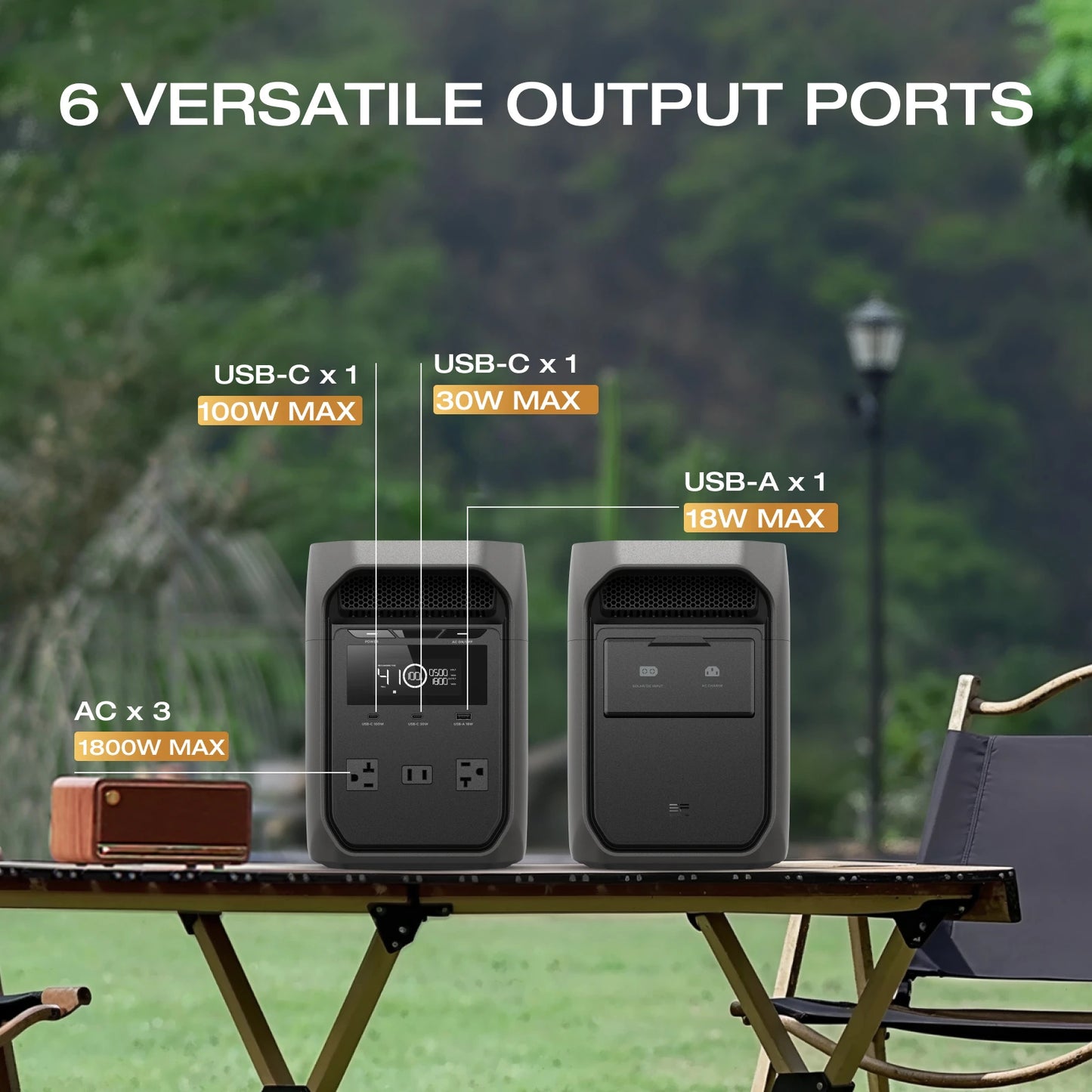 Solar Generator DELTA 3 Classical Dark 1000, 1024Wh LiFePO4 Battery Portable Power Station, 1800W AC/100W USB-