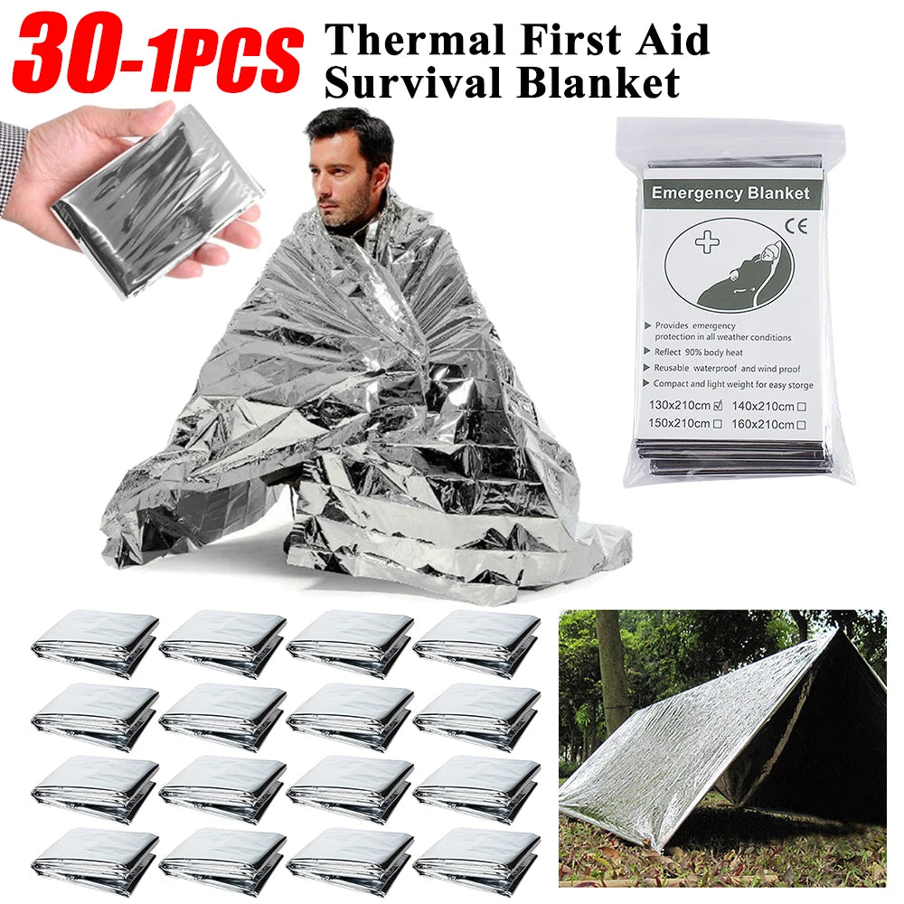 1-30 pcs Emergency Rescue Blanket Foil Thermal Blanket ﻿