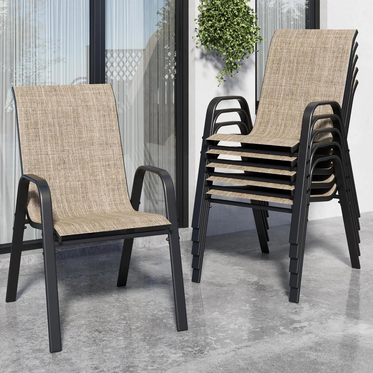 Stackable Outdoor Dining Chairs Set of 6