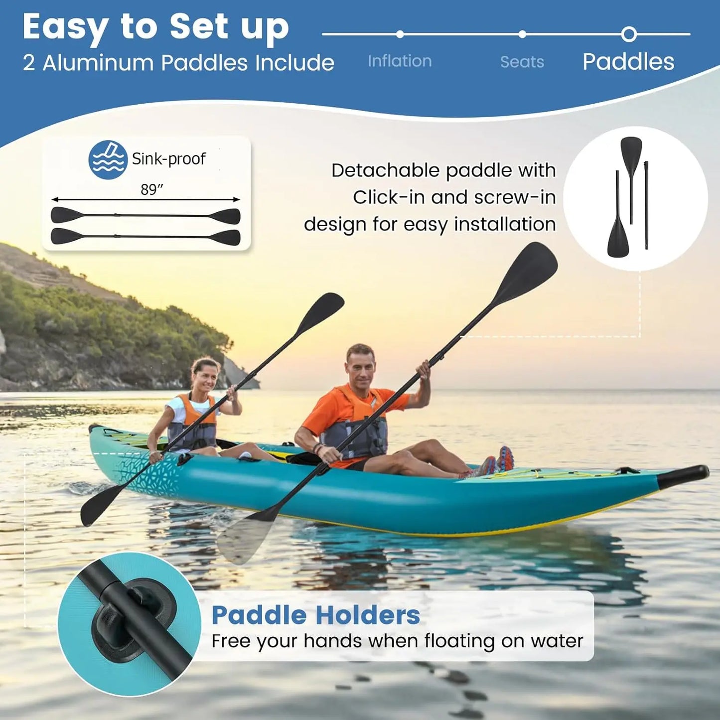 Inflatable Kayak, 2 Person Canoe
